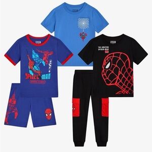 Marvel Spider-Man Kids five piece clothing set - Black, Blue, and Red